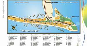 Карти (план-схеми) Затоки 2026 з базами відпочинку - Лиманський+Кароліно-Бугаз, Сонячний, Центральний райони курорту Затока (Одеська область)